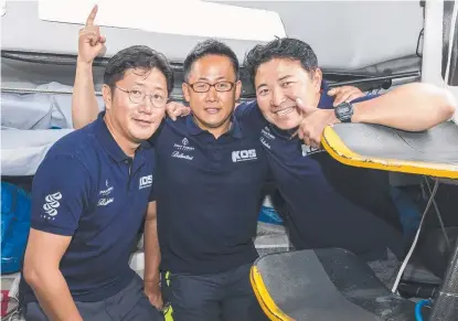  ?? TEAM SPIRIT: Kevin Woo Park, Andrew Rho and Han Kin from Korean boat that will race in the Sydney to Hobart. ?? Sonic