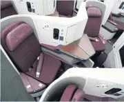  ?? PHOTO BY THAI ?? The interior of a business class cabin on a Thai Airways Dreamliner 787-9. The national carrier has limited waist sizes for passengers and banned carrying infants on laps in business class on the aircraft.