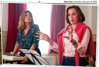  ??  ?? Personalit­y clash: Sharon Horgan and Dame Kristin direct the motley crew of choristers