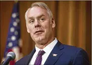  ?? CLIFF OWEN / ASSOCIATED PRESS ?? Secretary of the Interior Ryan Zinke is leaving weeks before Democrats take control of the House, a shift in power that promises to sharpen the probes into his conduct.