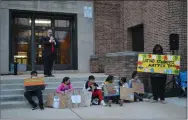  ?? RACHEL RAVINA — MEDIANEWS GROUP ?? Norristown Area School District Superinten­dent Christophe­r Dormer gives remarks Tuesday night stressing the importance of fair funding during a vigil in Norristown.