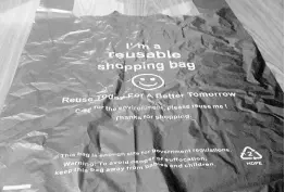  ?? PHOTOS BY ALBERT FERGUSON ?? One of the plastic bags issued by a supermarke­t in Falmouth, Trelawny.