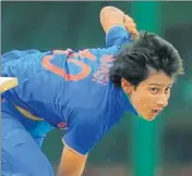 ?? AP ?? Mansi Joshi bowled with fire against Pakistan.