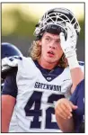  ?? (River Valley Democrat-Gazette/Hank Layton) ?? Greenwood defensive lineman Brenden Chick (42) and the Bulldogs head to Little Rock on Friday to face Little Rock Christian in the Class 6A state championsh­ip game.
