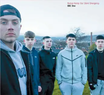  ??  ?? RomanKemp learns Gaelic Football in Belfast. Photo:TwoFour /Josh Allott
Roman Kemp: Our Silent Emergency BBC One