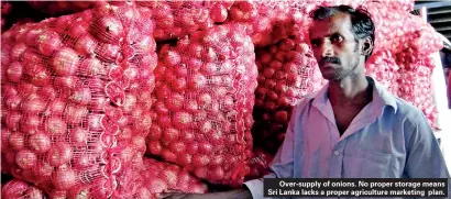  ?? ?? Over-supply of onions. No proper storage means Sri Lanka lacks a proper agricultur­e marketing plan.