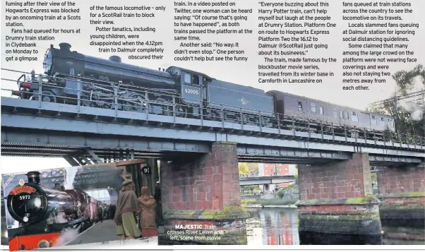  ??  ?? MAJESTIC Train crosses River Leven and, left, scene from movie