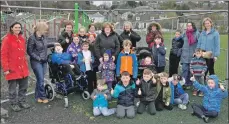  ??  ?? Friends of Oban Community Playpark and users give the thumbs up to the good news.