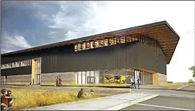  ?? Courtesy Photo ?? This artist’s conception shows Bentonvill­e airport’s new flight center. The two-story building will house Summit Aviation, the airport’s fixed-based operator, a restaurant, exhibit hangar, meeting rooms and a retail space. The center will be built on...