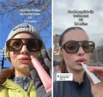  ?? ?? Clare Dumont (@clarealine) has taken to TikTok to document her journey testing the wear and durability of TikTok's buzziest lip treatments.