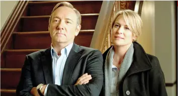  ??  ?? HOUSE OF CARDS. Kevin Spacey and Robin Wright have reaped various awards for “House of Cards.”