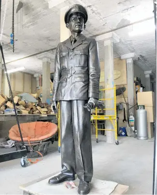  ??  ?? This statue of Kiwi hero Sir Keith Park will be unveiled in Thames, his home town, today.