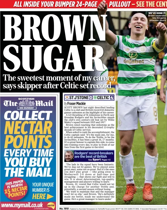  ??  ?? WE’VE DONE IT: Brown celebrates new 63-game unbeaten record