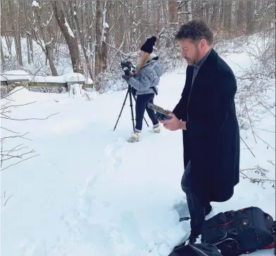  ?? Paul Mintzer / Contribute­d photo ?? Harry Connick Jr. and his daughter Georgia Connick, shooting “Alone with my Faith.”