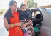  ?? HT FILE ?? MLA Amrita Meghwal with her child at the state assembly.
