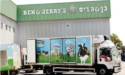  ?? Photograph: Ronen Zvulun/Reuters ?? Ben & Jerry's ice-cream delivery truck at factory in Be'er Tuvia, Israel.