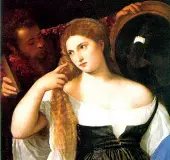  ??  ?? Tiziano «Donna allo specchio», particolar­e