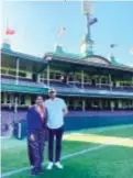  ?? ?? Australian cricketer Nathan Lyon with Shoba Narayan at the Sydney Cricket ground