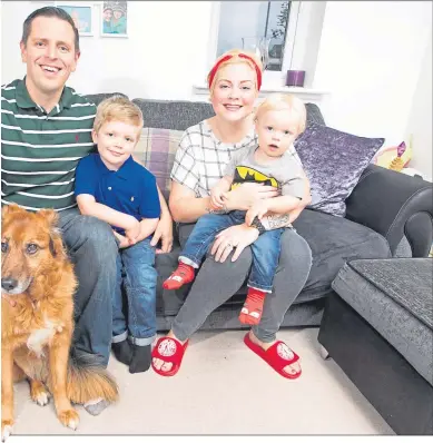  ?? Picture:
Chris Austin ?? Pamela Mcbride at home with husband Chris, sons Lennon, left, and Ronin, and pet dog Rocky