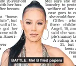  ??  ?? BATTLE: Mel B filed papers