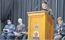  ??  ?? Mallory Marshall recited ‘In Flanders Fields’ at the Remembranc­e Day Ceremony in Bridgetown Nov. 11.