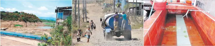  ?? FOTOS: EL HERALDO ?? El embalse Los Laureles, que abastece a la mayoría de la capital, en la actualidad está a un 50% de su capacidad. Las colonias de la periferia son las que a diario deben comprar el vital líquido provenient­e de carros cisternas. En algunos barrios y colonias de la ciudad, los pobladores reciben el servicio del vital líquido cada dos o tres días.