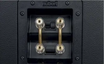  ??  ?? Die nuvero 170 sind für den Bi-wiring oder Bi-amping Betrieb geeignet, die Klemmenpaa­re sind fest im Gehäuse verankert.