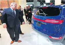  ?? DAN JANISSE ?? Ontario Premier Doug Ford touted Ontario’s regulatory changes to attract industry at the Detroit auto show.