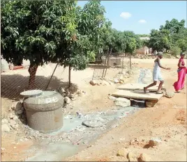  ??  ?? Residents in some sections of Entumbane are sitting on a health time-bomb as sewer bursts have not been attended to in more than two weeks. The picture taken yesterday shows raw sewage flowing from a burst manhole into a storm drain in the suburb