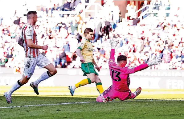  ?? ?? Anis Mehmeti scores Bristol City’s winning goal in Friday’s Championsh­ip game against Stoke