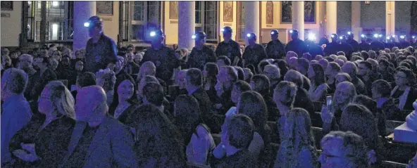  ?? COREY LEBLANC/SALTWIRE NETWORK ?? The Men of the Deeps make their traditiona­l entrance during the opening of a Celebratio­n of Life, rememberin­g Jack and Judy O’Donnell through story and song, Dec. 2 at St. Ninian’s Cathedral in Antigonish.