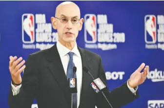  ?? KaZUHIRO/AFP VIA GETTY IMAGES ?? Reports indicate NBA commission­er Adam Silver is talking with team owners, management and players as he tries to determine the safest, most fair format for a return to play.