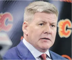  ??  ?? New Flames head coach Bill Peters in Calgary on Monday: “I want to be playing in the playoffs.”