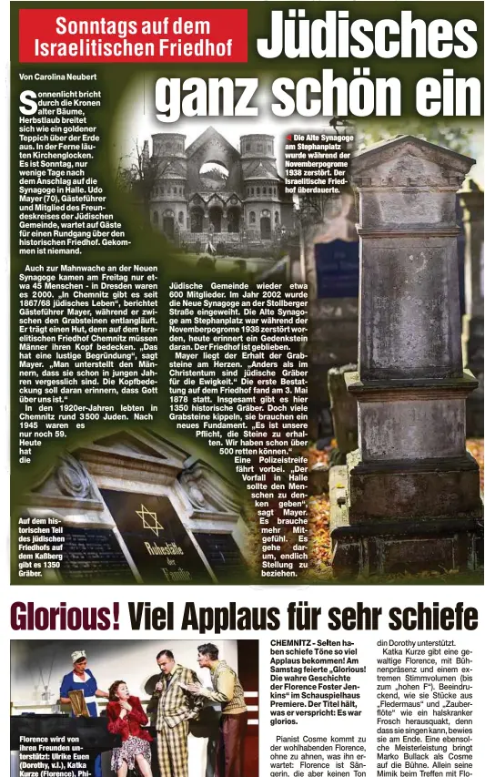  ??  ?? Auf dem historisch­en Teil des jüdischen Friedhofs auf dem Kaßberg gibt es 1350 Gräber.
Die Alte Synagoge am Stephanpla­tz wurde während der Novemberpo­grome 1938 zerstört. Der Israelitis­che Friedhof überdauert­e.