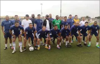  ??  ?? The football team from both navies during the novelty match