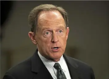  ?? Alexandra Wimley/Post-Gazette ?? U.S. Sen. Pat Toomey, R-Pa., was considered among the most conservati­ve lawmakers by respondent­s to a 2016 survey. After breaks with former President Donald Trump, a survey in 2020 by the same team shows those responding see him as one of the most moderate.