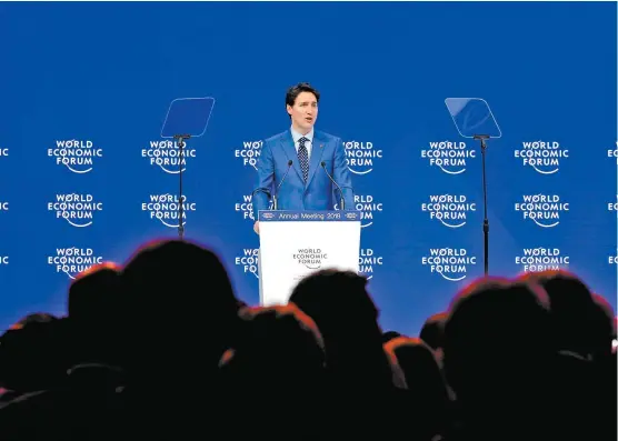  ??  ?? El primer ministro de Canadá, Justin Trudeau, participó ayer en el Foro Económico de Davos.