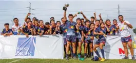 ??  ?? NAGDIWANG ang Philippine U19 National Developmen­t Team matapos makamit ang 2018 First Pacific Championsh­ip laban sa matikas na HongKong.