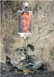  ?? FRANKIE FROST/MARIN INDEPENDEN­T JOURNAL
VIA THE ASSOCIATED PRESS ?? Lokita Carter and friends put this small shrine together in Fairfax, Calif., where her husband Steve was found shot to death.