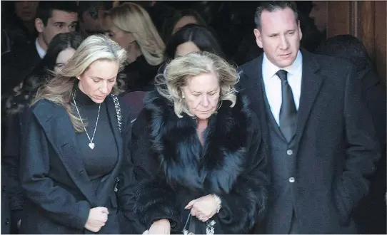  ?? GRAHAM HUGHES/THE CANADIAN PRESS FILES ?? Leonardo Rizzuto, his sister Bettina, left, and mother Giovanni Cammalleri leave the funeral of reputed mafia boss Vito Rizzuto in Montreal in 2013. In 2015, police recorded a conversati­on between a Hells Angels associate and two alleged leaders of the Montreal Mafia: Leonardo Rizzuto and Stefano Sollecito.