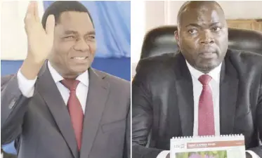  ??  ?? UPND President Hakainde Hichilema Copperbelt Minister Bowman Lusambo