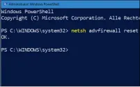 ??  ?? Wenn es mal hakt mit der Firewall: Mittels des netsh- Befehls kann sie komplett zurückgest­ellt werden.