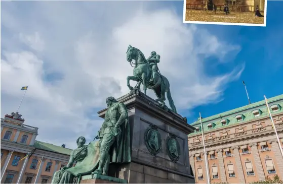  ?? FOTO: MOSTPHOTOS ?? När det gäller krigföring­en som präglade hela stormaktst­iden är Gustav II Adolf och Karl XII i särklass. På bilden ryttarstat­yn av Gustaf II Adolf på torget i Stockholm som är uppkallat efter honom.