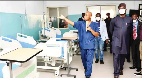  ??  ?? Oyo State Governor, Mr. Seyi Makinde (right), and Acting Chairman, Oyo State COVID-19 Taskforce, Prof. Temitope Alonge, during the governor’s inspection of Infectious Disease Centre Olodo, Ibadan…yesterday