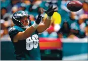  ?? MATT ROURKE – THE ASSOCIATED PRESS ?? Former Stanford standout Zach Ertz has 540 receptions in eight years with Philadelph­ia, the 49ers’ opponent today.