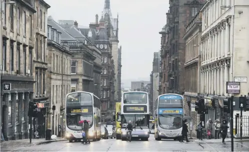  ??  ?? Hope Street is among the most polluted roads in Scotland because of the number of buses which use it as a main corridor