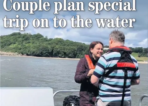  ?? Pictures: Carmarthen Bay Ferries ?? Becky and Richie Gibbons, from Ferryside, got engaged in the middle of the River Towy estuary and are planning a special trip back on to the water this year.