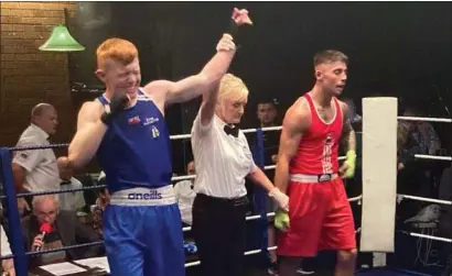  ?? ?? Anthony Malanaphy has his hand raised in Ulster Final against Jordy Green.