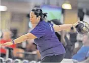  ?? GARY CURRERI/CORRESPOND­ENT ?? Plantation’s Rhoda Rodriguez successful­ly defended her Women’s title in the Broward County United States Bowling Congress Top Eight Tournament at Sawgrass Lanes in Tamarac.