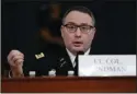  ?? MINNEAPOLI­S STAR TRIBUNE ?? National Security Council aide Lt. Col. Alexander Vindman testified before the House Intelligen­ce Committee in November during a public impeachmen­t hearing of President Donald Trump on Feb. 10.